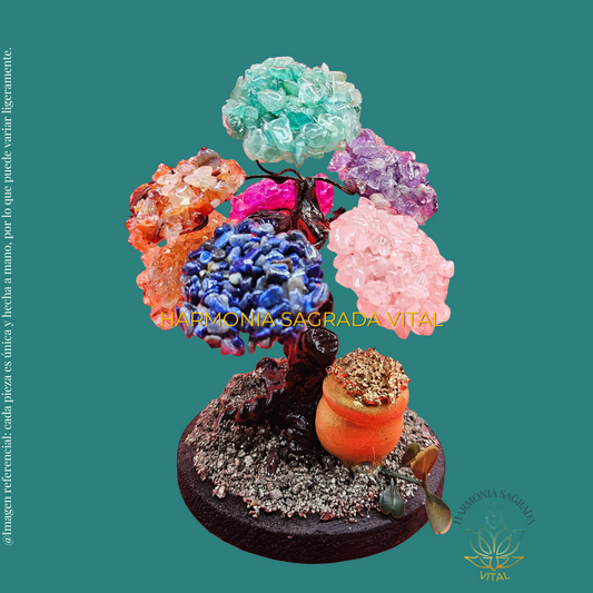 🌟 Mini Árbol Mágico – 8 Piedras Naturales con Ollita Dorada de Fortuna 🏺✨