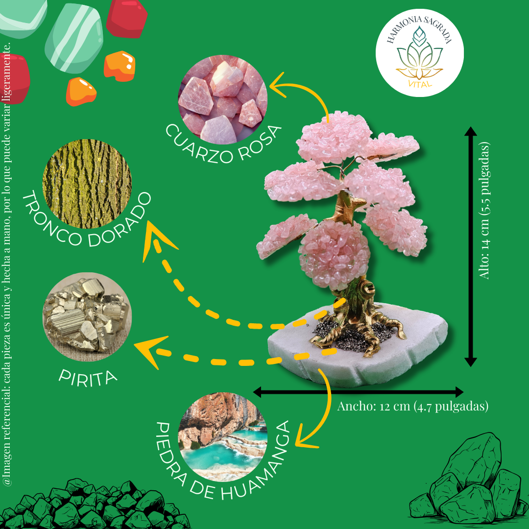 🏆 Árbol de Cuarzo Rosa Premium – Belleza Artesanal con Energía Positiva