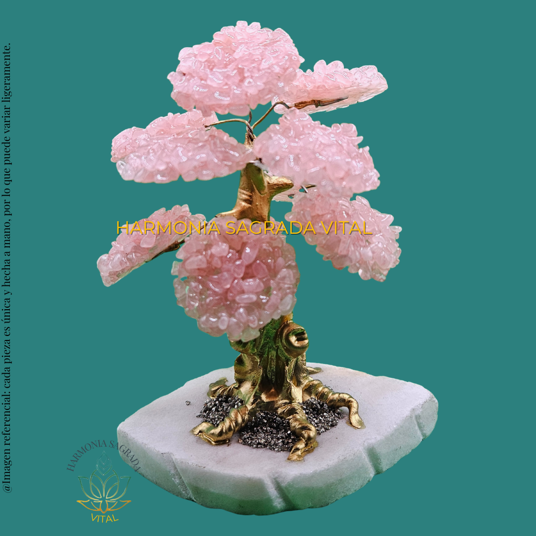 🏆 Árbol de Cuarzo Rosa Premium – Belleza Artesanal con Energía Positiva