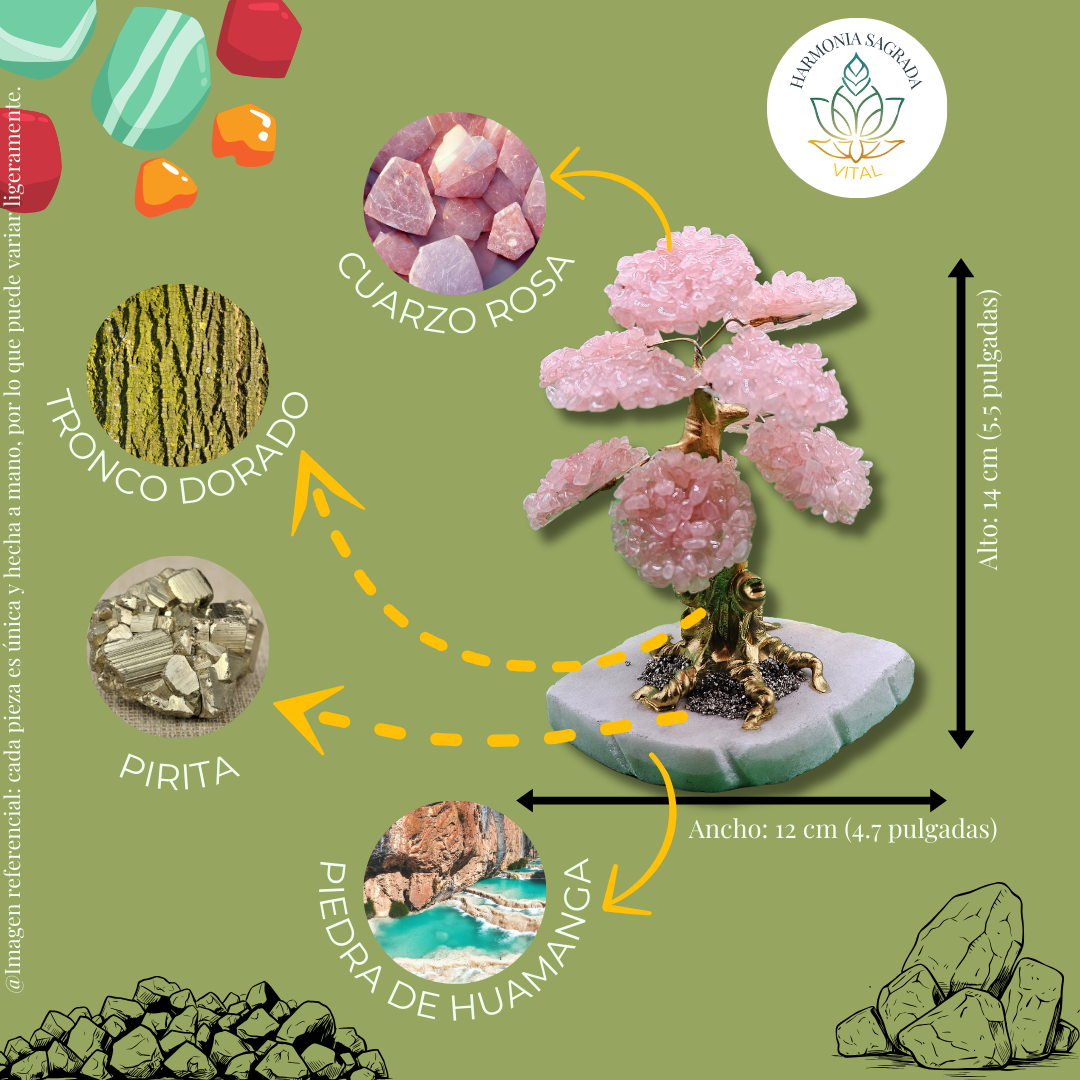 🏆 Árbol de Cuarzo Rosa Premium – Belleza Artesanal con Energía Positiva