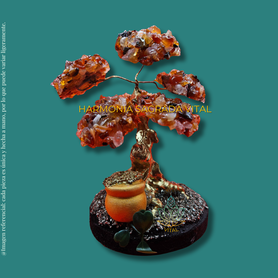 🔮 Árbol de Poder y Protección – Jaspe Rojo, Pirita y Abundancia 💰🌿