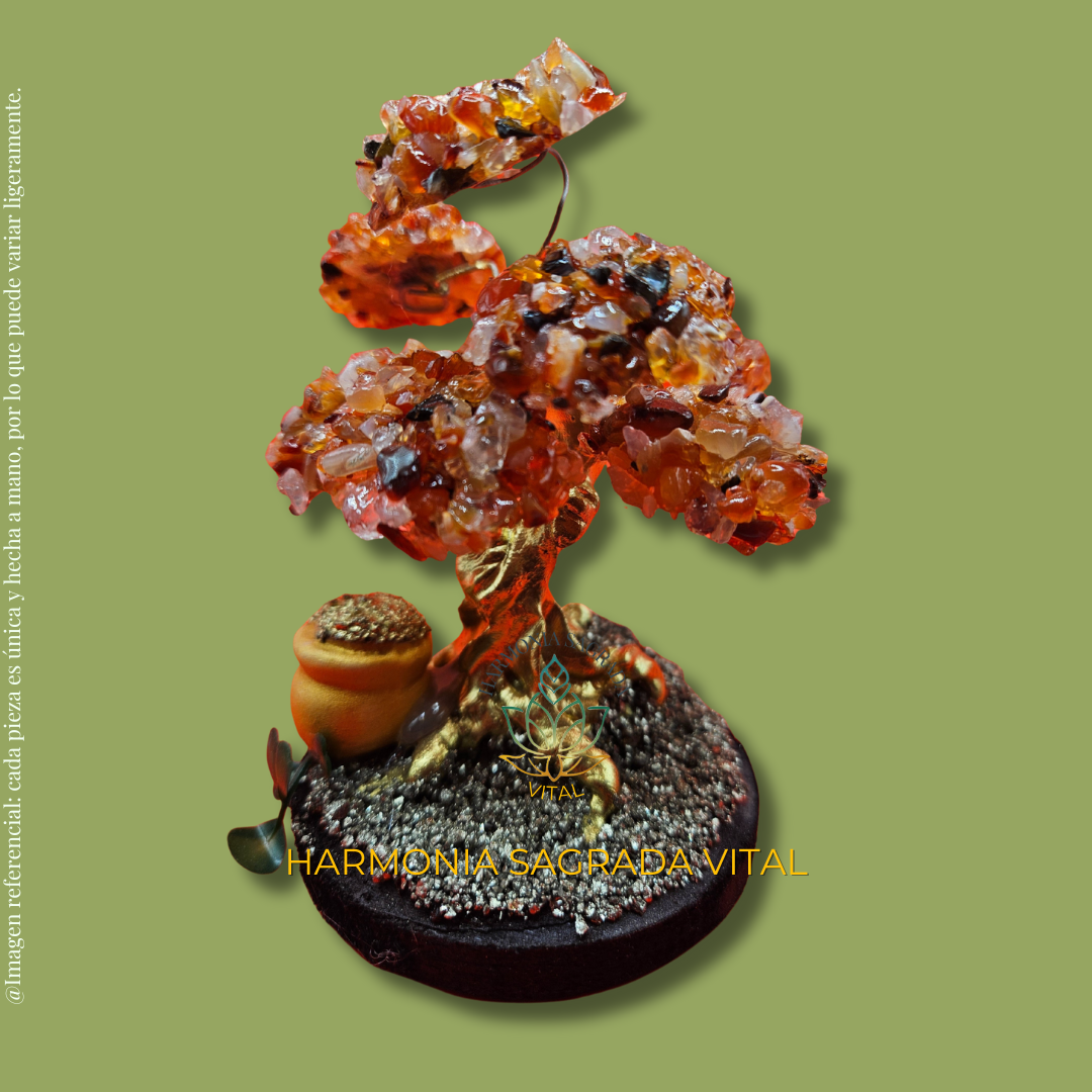 🔮 Árbol de Poder y Protección – Jaspe Rojo, Pirita y Abundancia 💰🌿