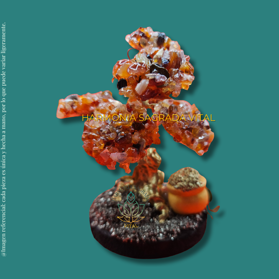 🔮 Árbol de Poder y Protección – Jaspe Rojo, Pirita y Abundancia 💰🌿