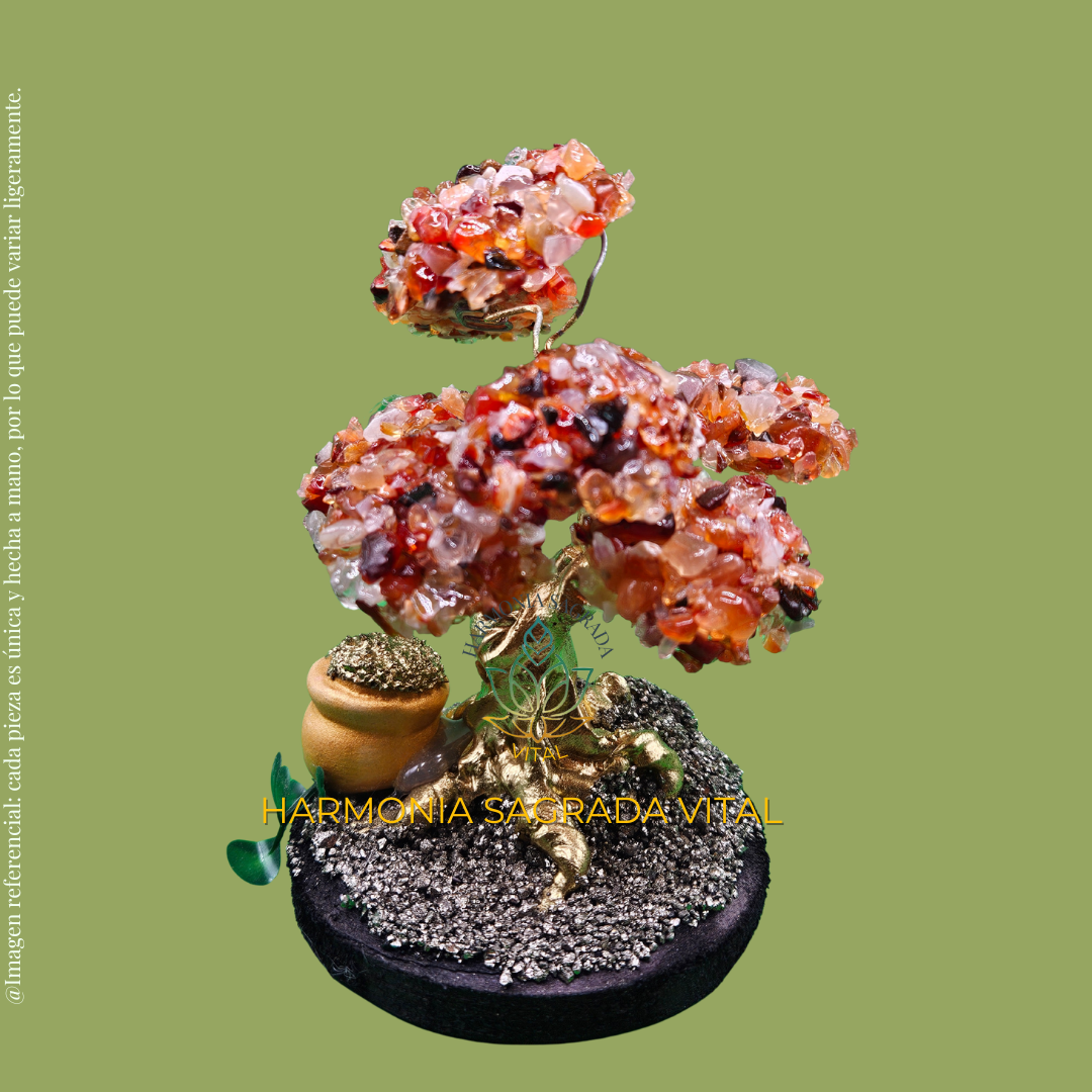 🔮 Árbol de Poder y Protección – Jaspe Rojo, Pirita y Abundancia 💰🌿