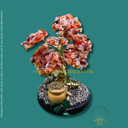 🔮 Árbol de Poder y Protección – Jaspe Rojo, Pirita y Abundancia 💰🌿
