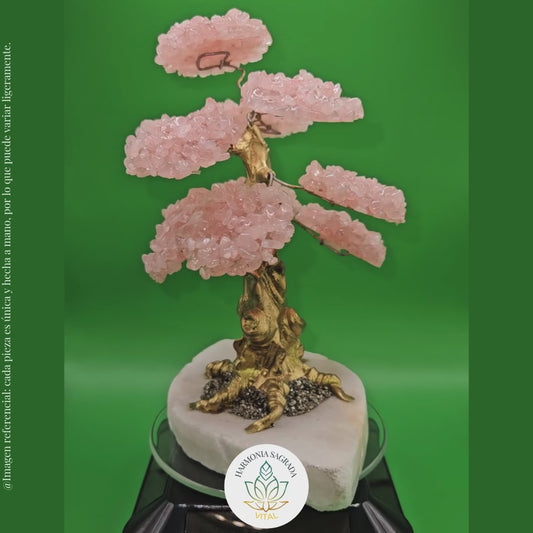 🏆 Árbol de Cuarzo Rosa Premium – Belleza Artesanal con Energía Positiva